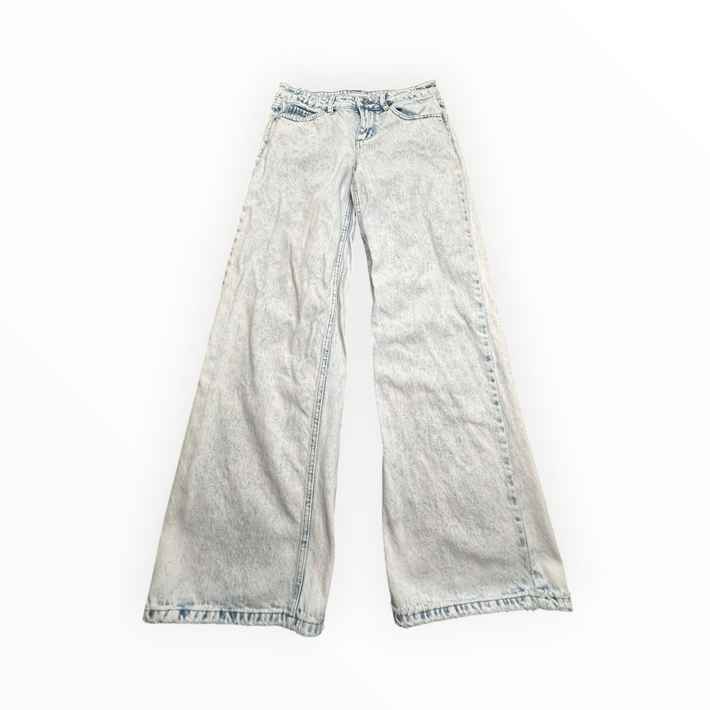 Love Soho Wide Leg Jeans Womens 3 Light Blue Acid Wash High Rise‎ Flare